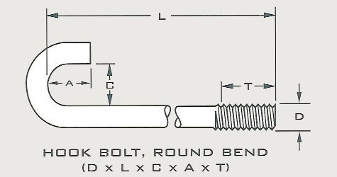 Special Order - Hook Bolt, Round Bend
